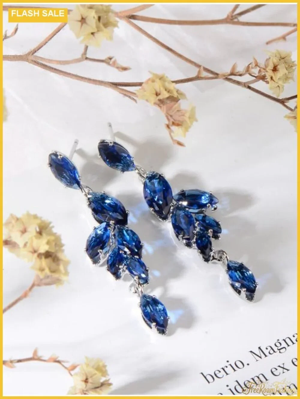 Sterling Silver Cubic Zirconia Marquise Dangle Drop Bridal Earrings